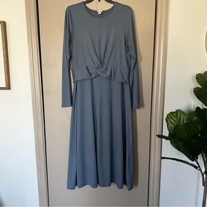 XL A New Day Grey Tie Front, Long Sleeve, Midi Women’s Dress, Casual, Soft